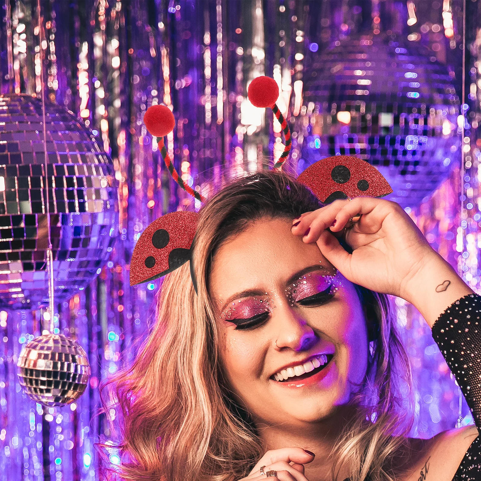 

Ladybug Cute Headband Women Kids Costume Hair Hoop Glitter Felt Universal Fit Fashionable Accessories Hair Care Styling Tool