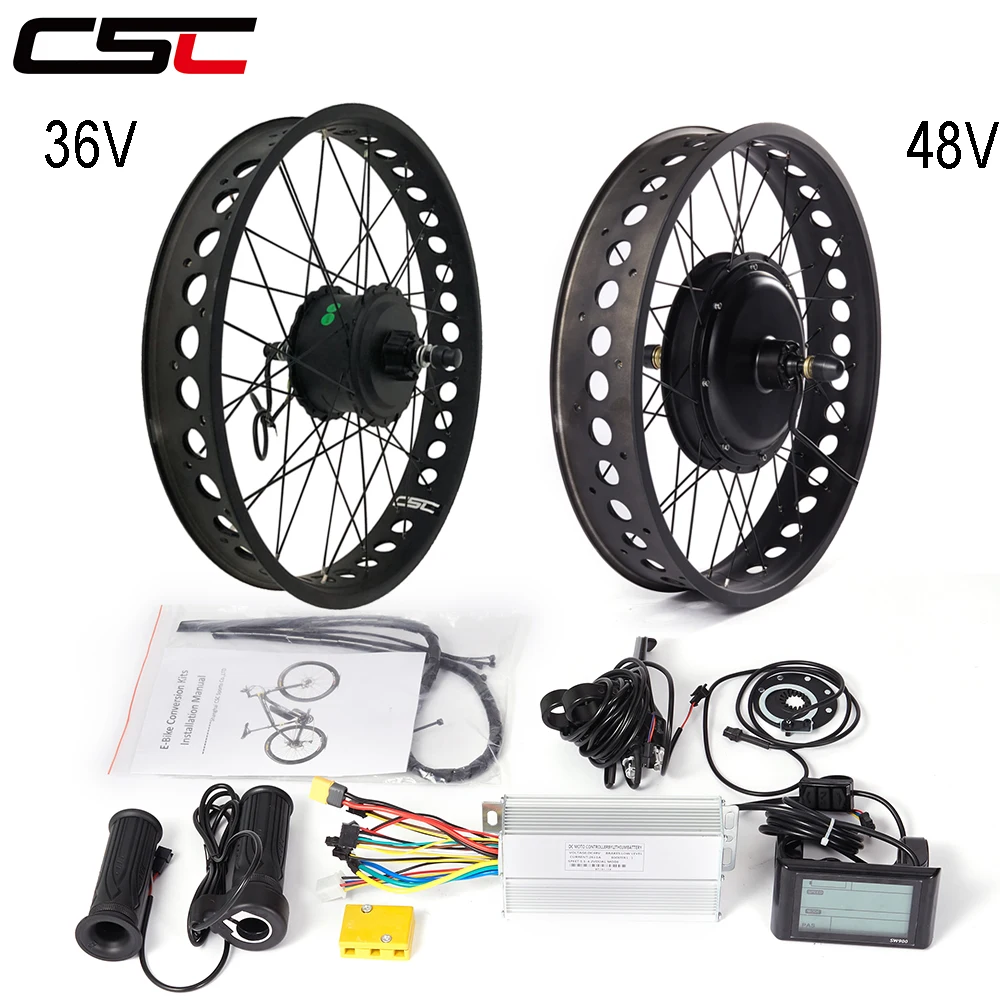 CSC Fat E-bike Conversion Kit 36V 250W 350W 500W hub Motor 48V 1000W 1500W Bike Wheel for 20 24 26in Snow electric bicycle