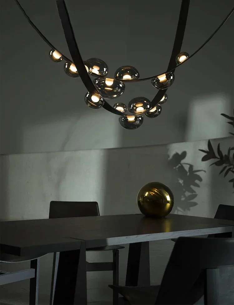 Candelabro de techo moderno y creativo, candelabro con cinturón minimalista, iluminación de cuero de diseñador, Villa, restaurante, Bar, sala de estar