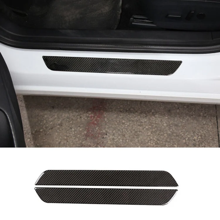 Real Carbon Fiber Car Inner And Exterior Door Sill Scuff Step Protector Cover Trim For Tesla Model 3