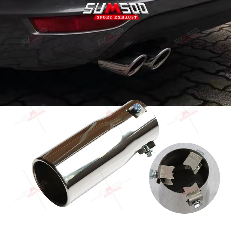 1pcs Car Tail Rear Chrome Round Exhaust Pipe Tail Muffler Tip Stainless Steel Car Rear Tail Throat Liner Accessories Car Styling