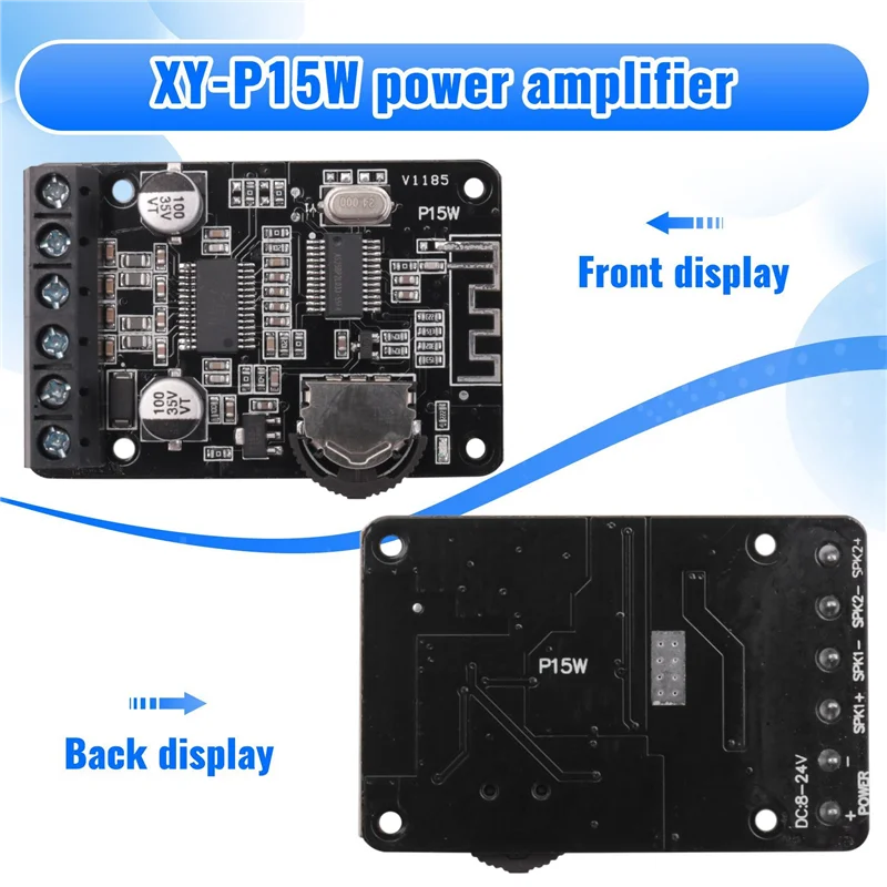 ELECT-3X 20W Stereo Bluetooth Power Amplifier Board 12V / 24V High Power Digital Power Amplifier Board XY-P15W Without Shell