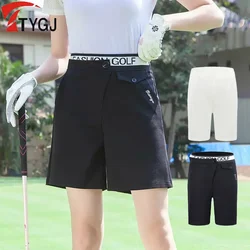 TTYGJ damskie spodenki golfowe z wysokim stanem letnie szybkoschnące spodnie sportowe oddychająca odzież golfowa damskie elastyczne wąskie krótkie spodnie XS-XL