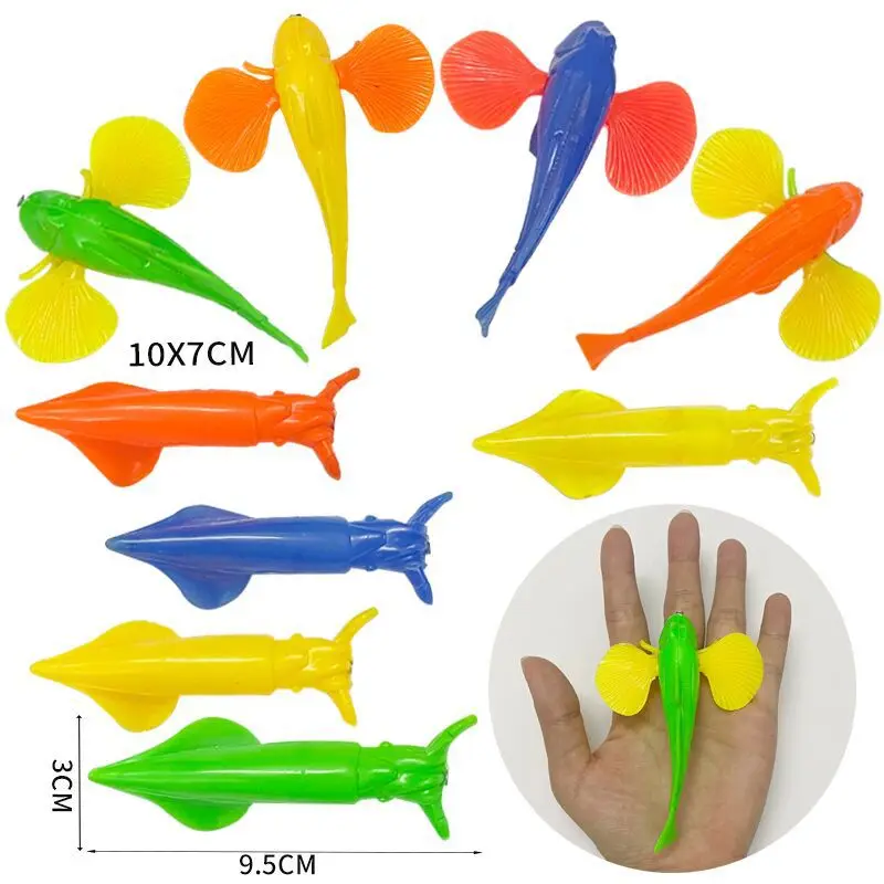Children's fishing toys magnetic bulk fake fish stall fish puzzle fun fishing game artificial fishing Random Color 5pcs
