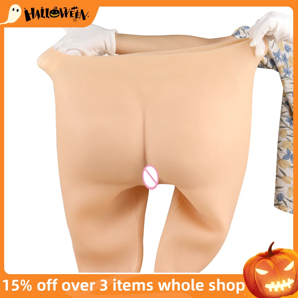 Tgirl Cosplay Silicone Pant Crossdresser Sexy Butt with Anal Hole Fake Vagina Tube Catsuit Cosplay Hip Suit For Drag Queen Sissy