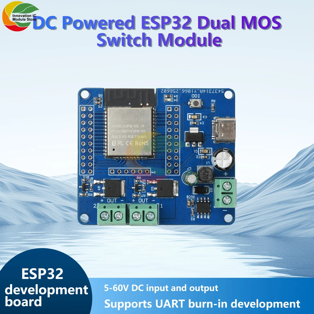 

DC 5-60V Dual/Quad Mos Switch Module On-Board Esp32-32E Module Wifi And Bluetooth Development Board Type C