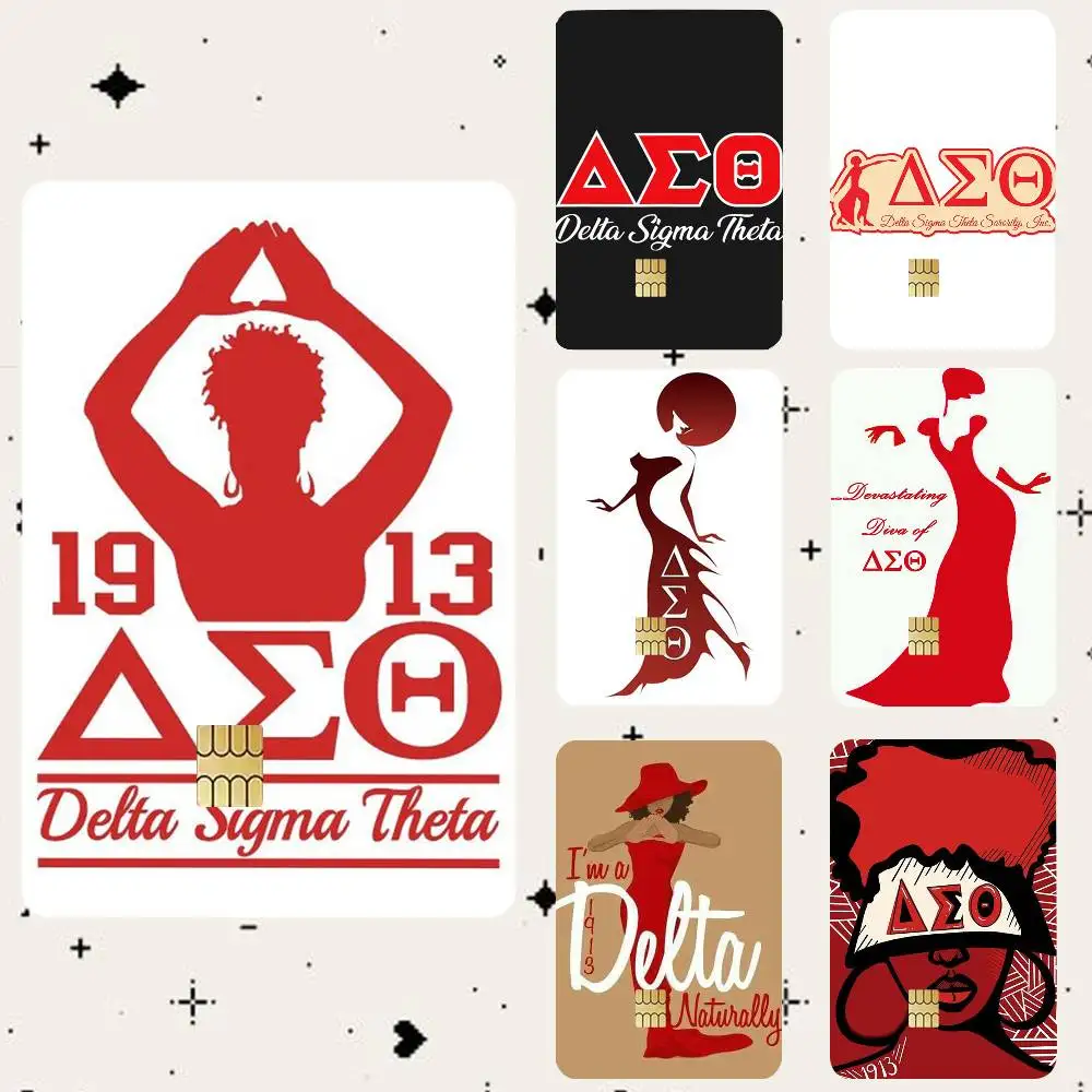 D-Delta Sigma Theta Button HD Waterproof Card Skins Protective Stickers for Credit Bank Game Cards
