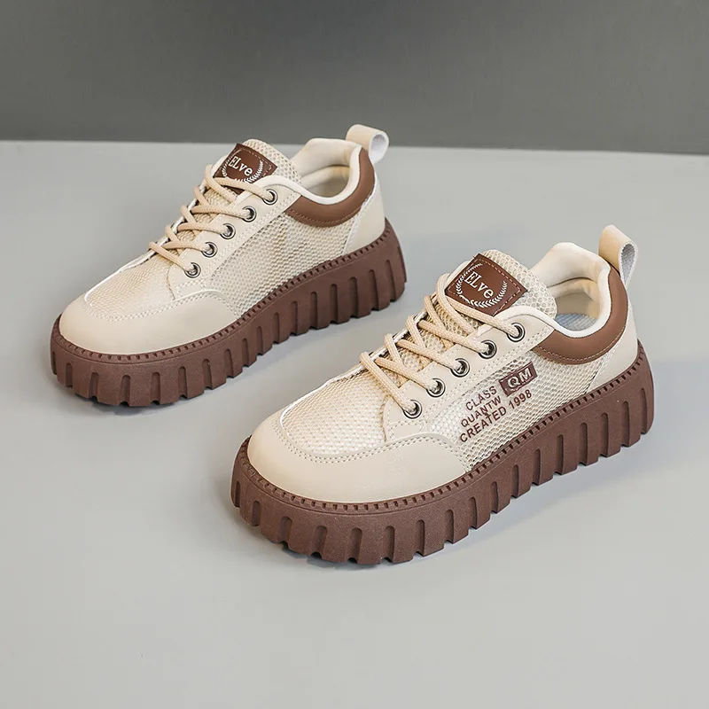 

Women's Thick Sole Non-Slip Casual Leather Shoes Spring Autumn All-Match Board Footwear for Comfortable Walking