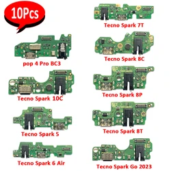 10Pcs, USB Charging Connector Micro Board Plug Port Cable For Infinix Tecno Pop 4 Spark 5 6 Air 7 Pro 7T 8 8C 8P 8T 10C Go 2023