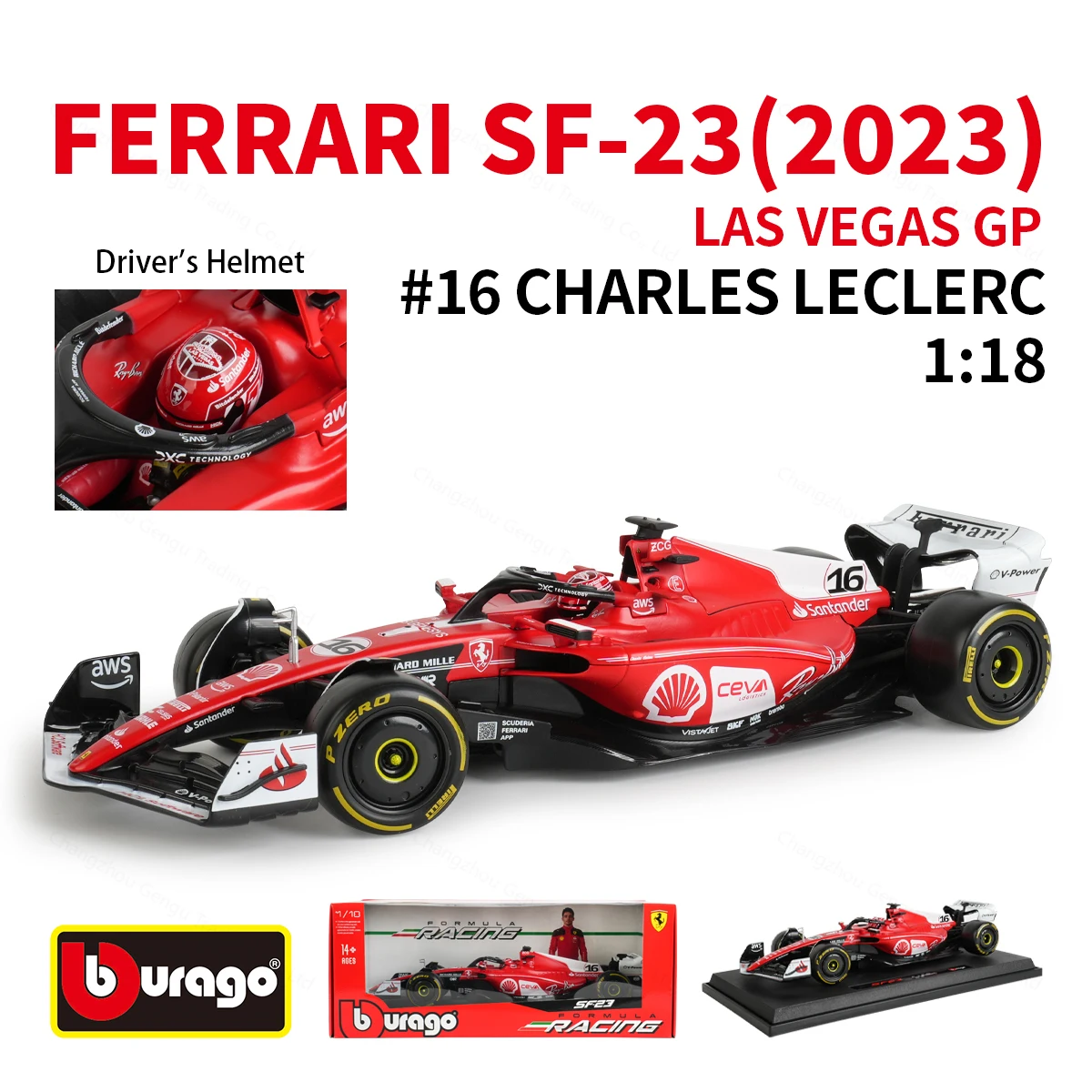 bburago-1-18-2023-ferrari-las-vegas-gp-sf23-16-55-f1-racing-formula-car-static-diecast-alloy-model-car