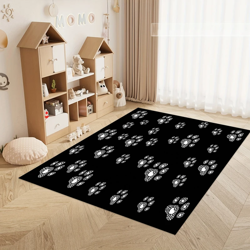 New Arrival Stylish Pet Paw Print Floor Mat Soft Durable Non-Slip Rug for Home Entrance Pet Room Living Room Bedroom