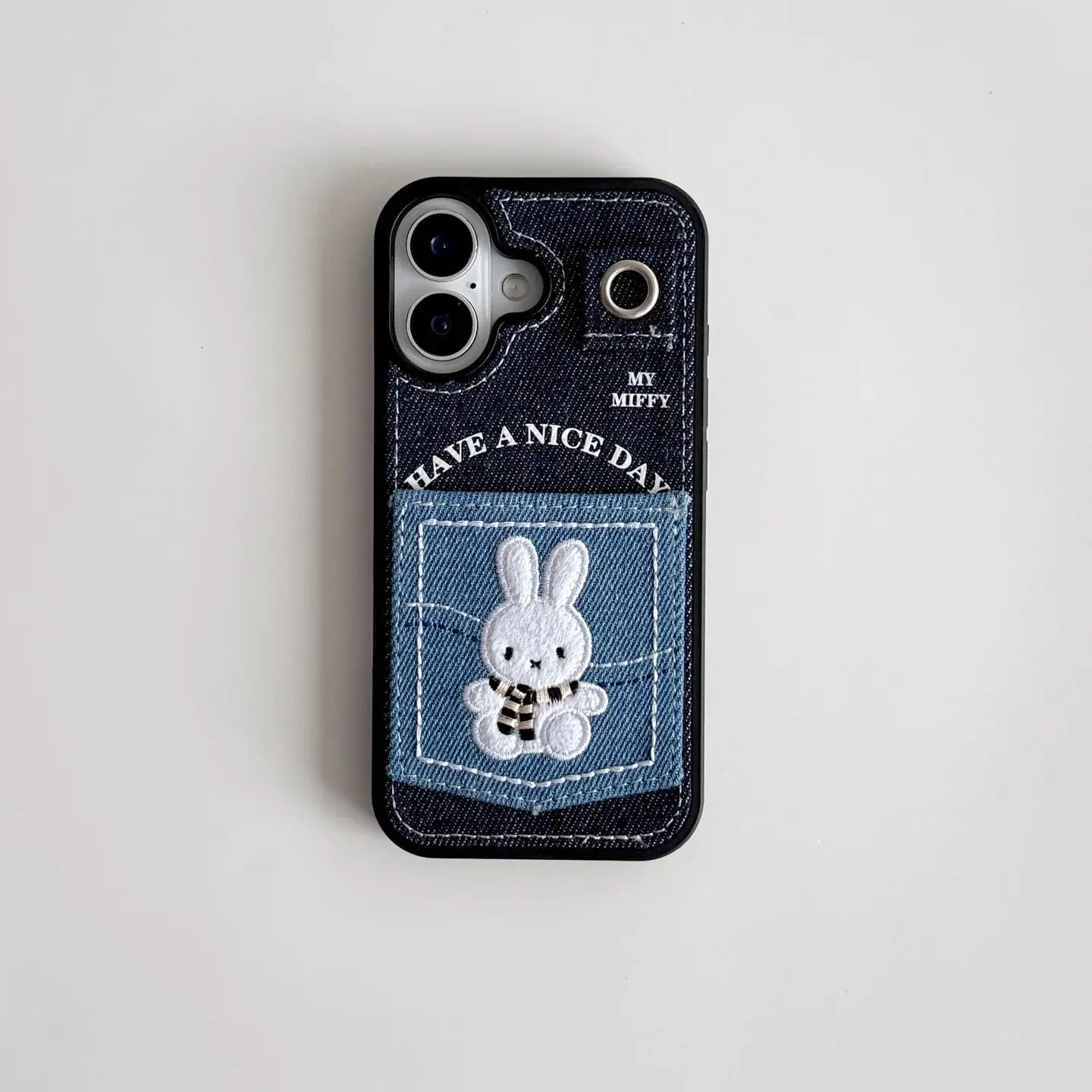 Ins Autumn Winter Niche Denim Miffy Phone Case Trendy Protective Shell Compatible With iPhone 17 16 15 14 13 Cartoon Kawaii 2026