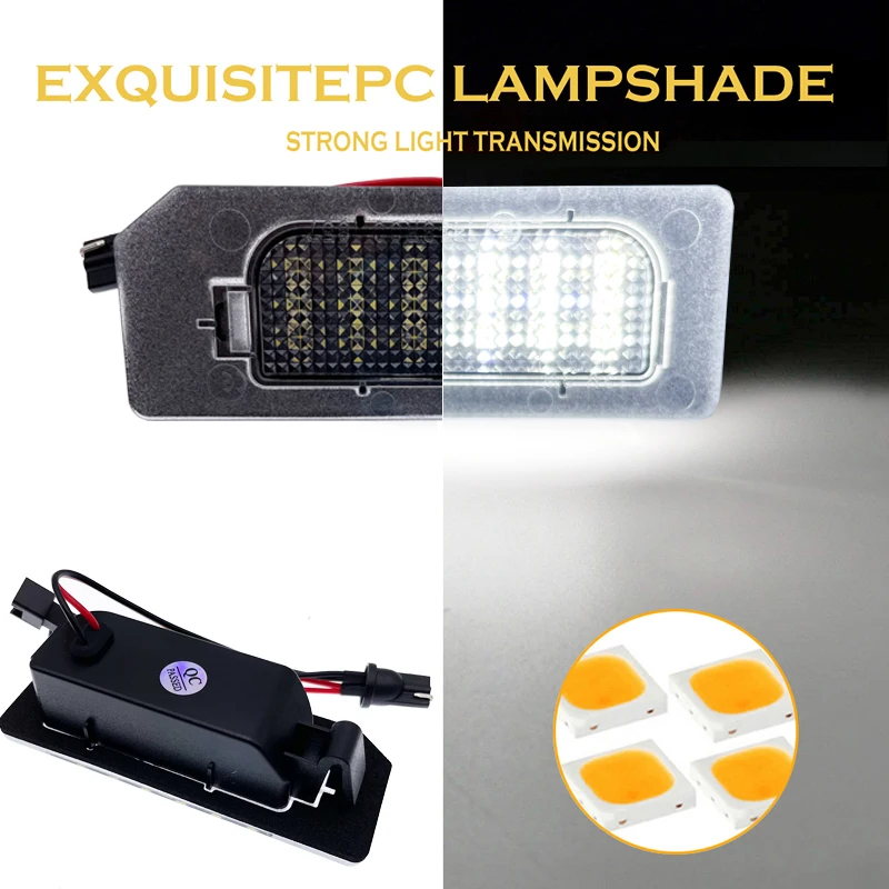 2Pcs Canbus LED License Plate Lights Rear Tag Number Lamp For Mitsubishi Outlander Sport ASX RVR 2011-2020 White Car Accessories