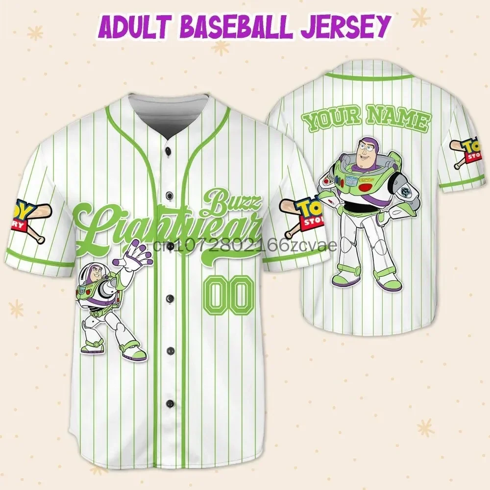 Disney Custom Toy Story Buzz Lightyear Baseball Jersey Streetwear Fashion Summer camicia da Baseball a maniche corte da uomo e da donna