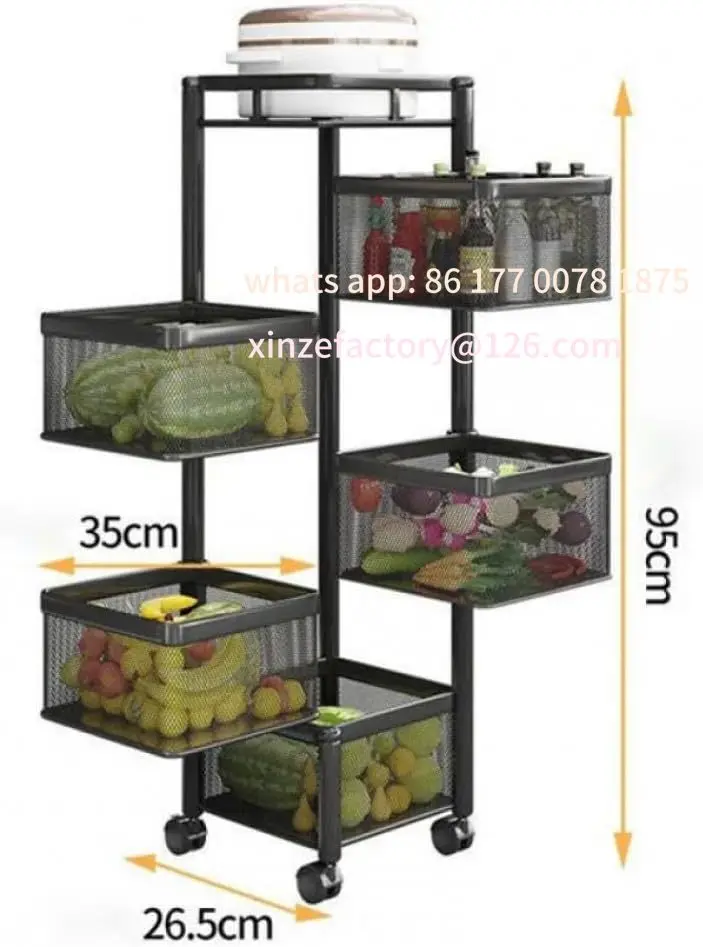 Customizable 360° Rotating Storage Rack with Locking Casters - Capacity Stainless Steel Basket Organizer | Commercial-Grade