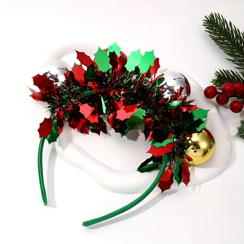 Christmas Headdress – Sequin Bead Hair Headband for Holiday Season – Christmas Decor & Party Favors – 1pc