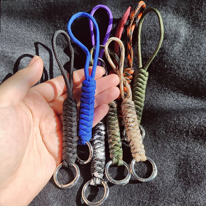 Hand Woven Paracord Keychain Double-ended available Nylon Rope Outdoor Survival Tools Bag Hanging Knife Lanyard 9 colors