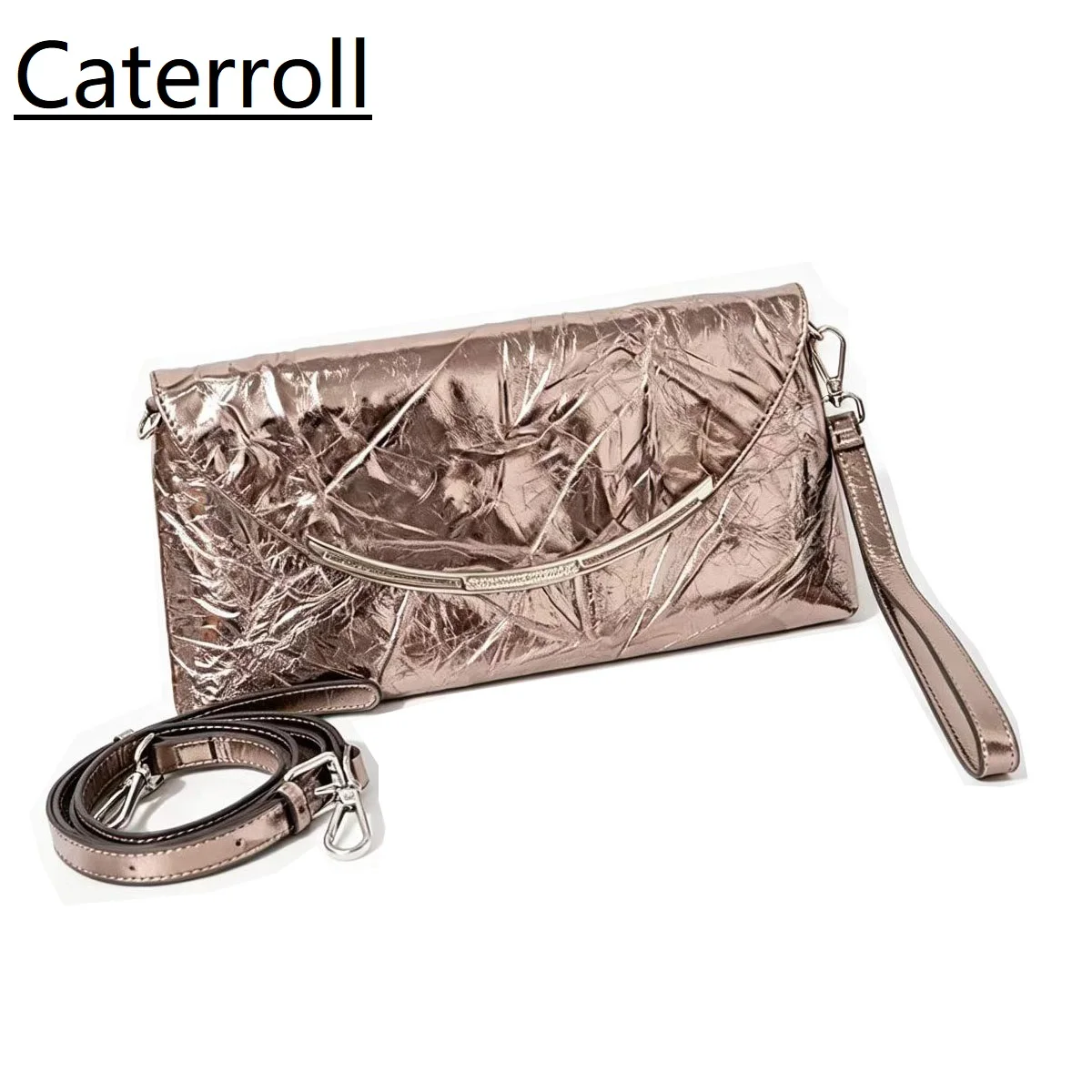 Women Genuing Leather Clutch Purse Shiny Cow Leather Wristlet Wallet Formal Wedding Party Evening Crossbody Handbag