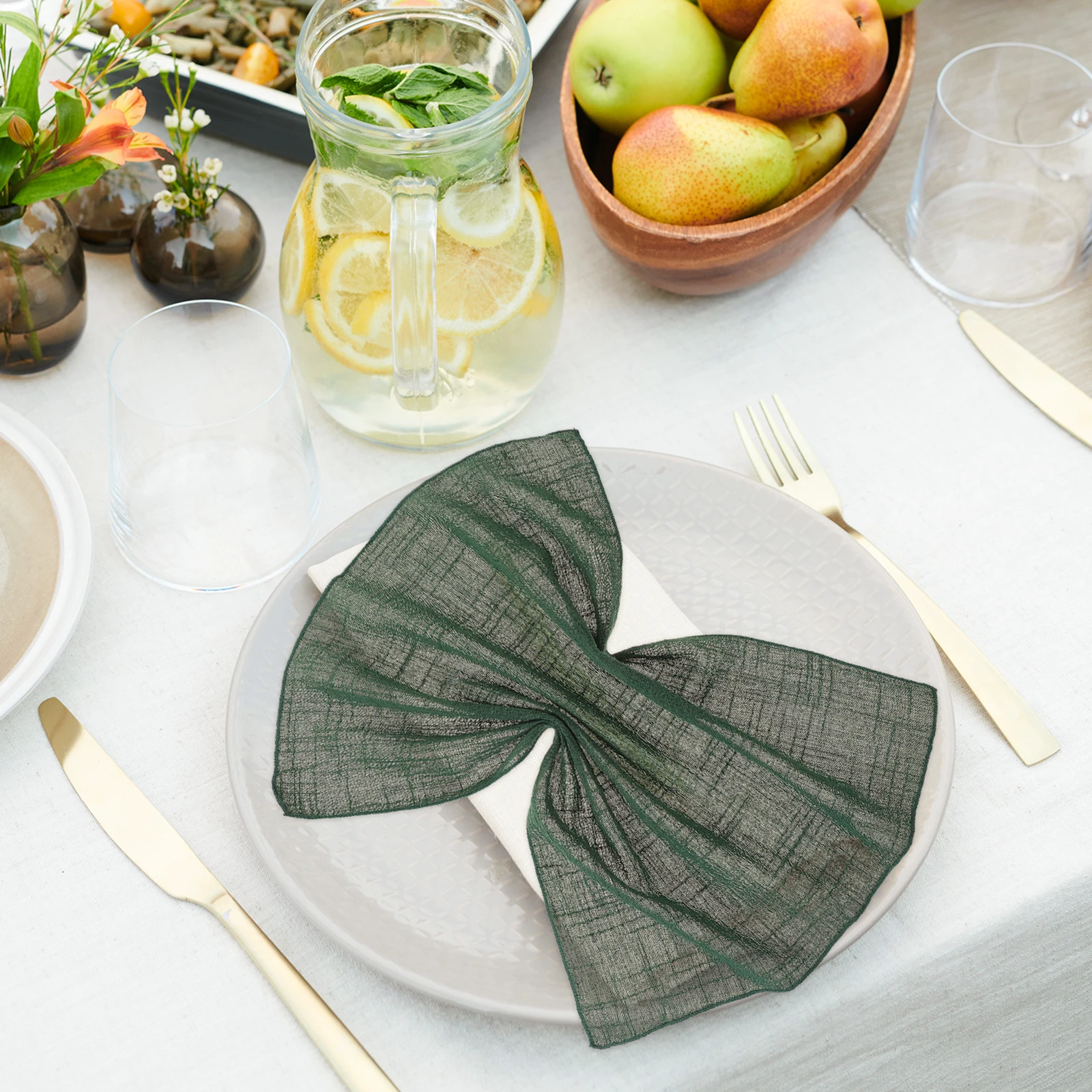 

10Pcs Cotton Linen Dinner Napkins 16.5x16.5inch Beige Washable Reusable Table Napkins Party Wedding Decorative Cloth