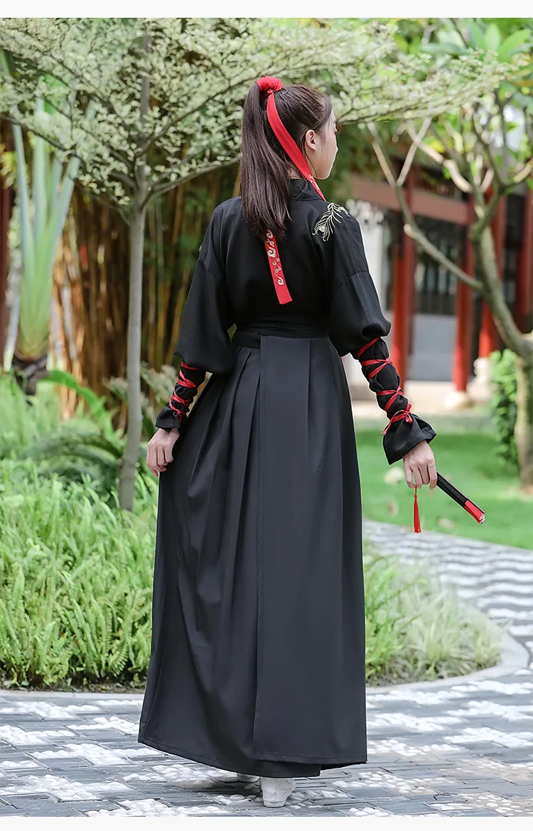 한푸 로브 학생을위한 중국 전통 의류 커플 일상복 한 왕조 검객 민속 의상 코스프레 공연