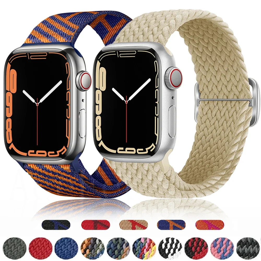حزام لساعة أبل 44 مللي متر 49 مللي متر 45 مللي متر 42 مللي متر 41 مللي متر 38 مللي متر 40 مللي متر 44 مللي متر قابل للتعديل مطاطا مضفر سوار iwatch الترا 8 SE 7 6 5 #1