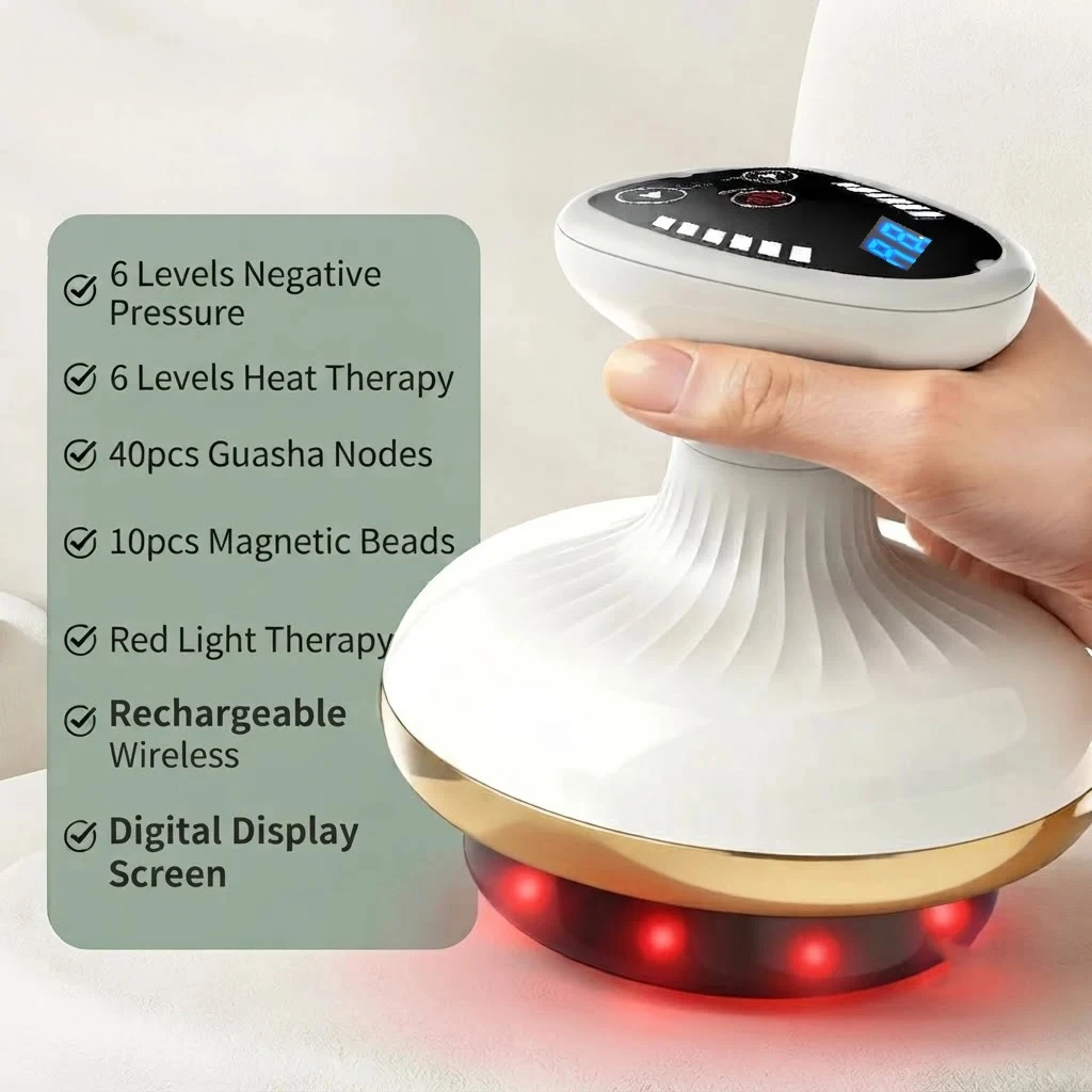 Anti Cellulite Massager Electric Scraping Massager with Suction Cup Rechargeable Home Body Fat Burner Relief Cupping Massager