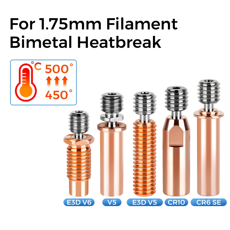 High Quality E3D V6 Throat V5 3D Printer Parts CR10 Bi-metal Heatbreak Copper Plated MK8 Throats For Anycubic V5 CR10S CR6 SE view 2
