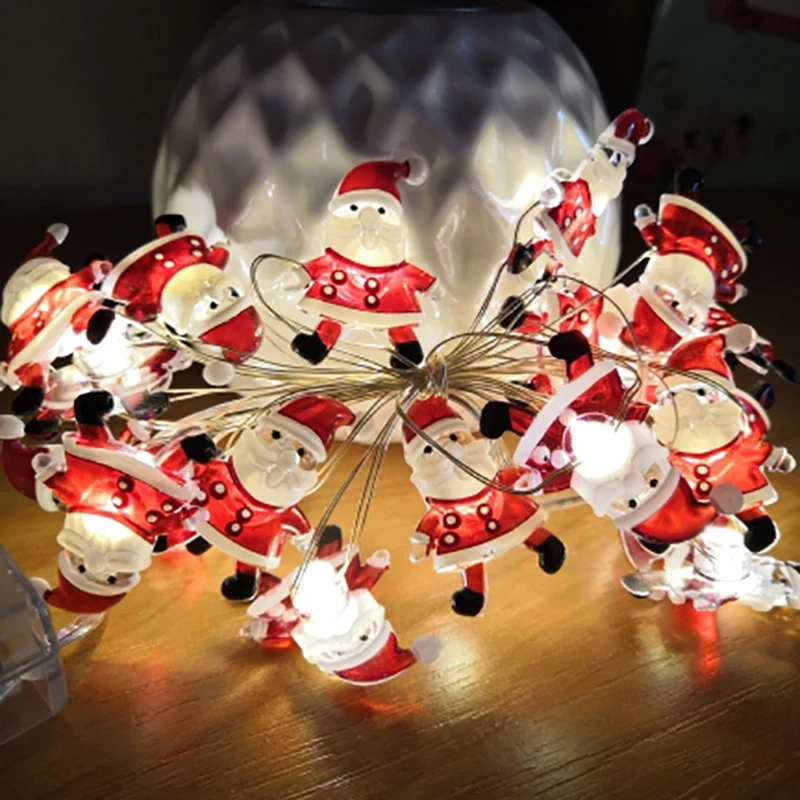 2M Fairy String Lights Santa Claus Snowman LED Garland String Lights Bedroom Garden Decorations 2024 Merry Christmas Supplies