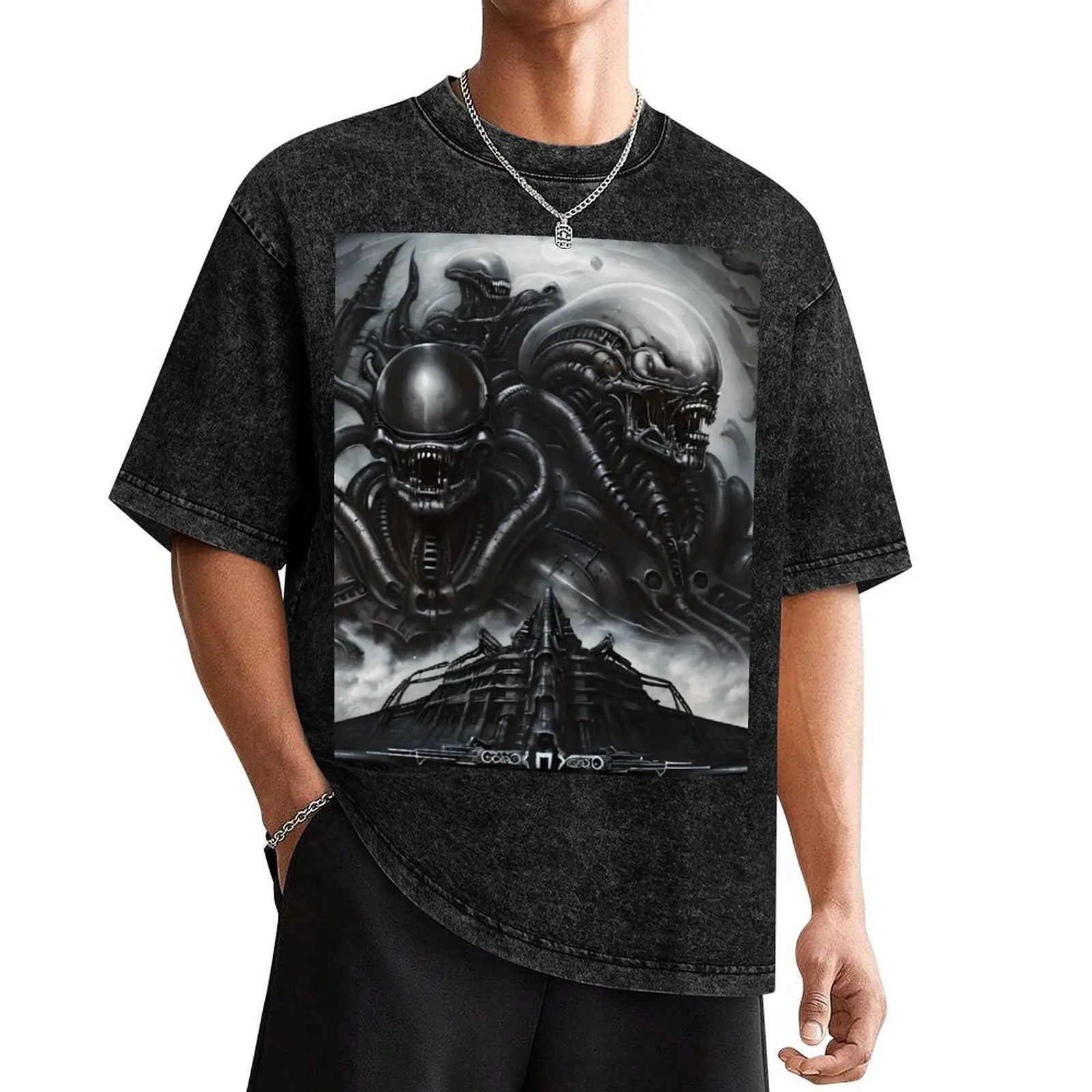 Xenomorph Alien Giger T-Shirt plus size tops oversize t-shirts man customizeds Personalized t-shirt t shirts for men pack