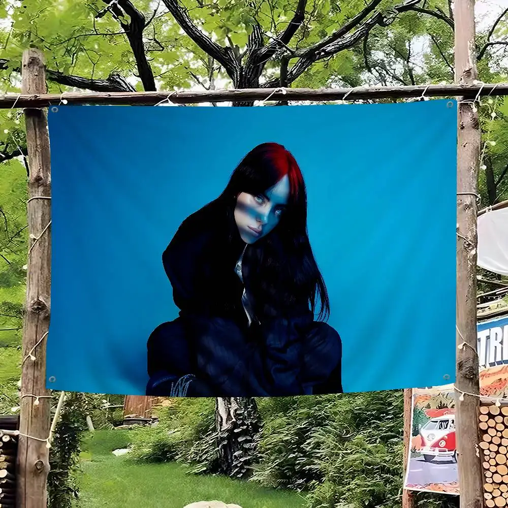 Singer B-BillieS E-EilishS Tienda de gran tamaño Promoción de arte Cabina publicitaria Bandera Banners colgantes