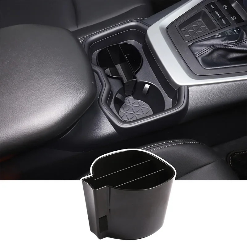 For Toyota RAV4 2019+ Car Water Cup Storage Box Organizer Case Separate Card Phone Stowing Tidying ABS Interior Accessories