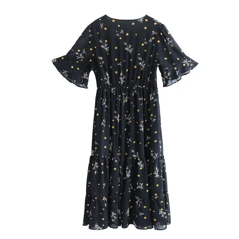 

Plus Size plus Size Summer Floral Print Chiffon Dr Slimming Waist Hidden Belly Large Size 300 Pou Korean Sle V Ne a Line Dr