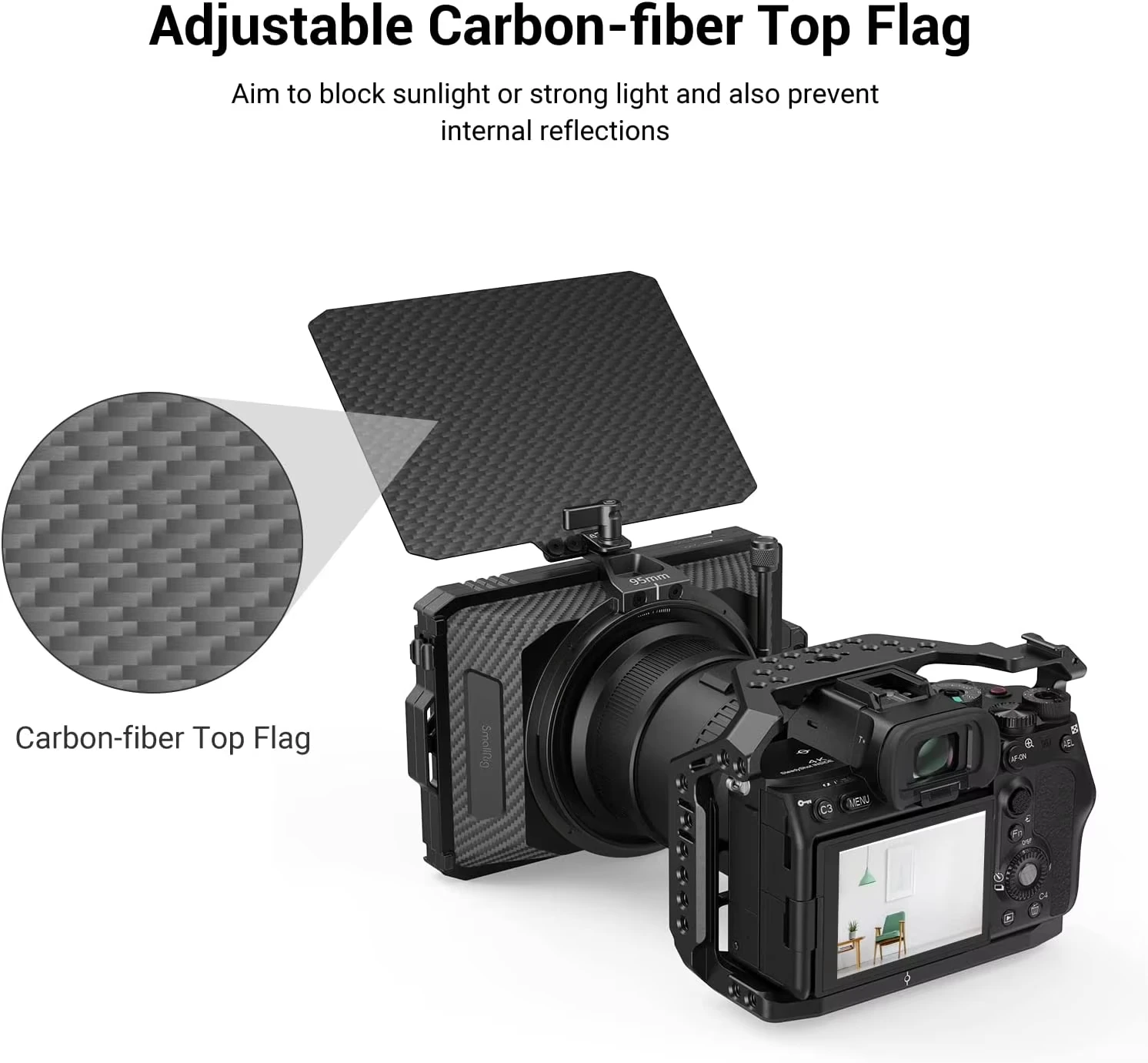 SmallRig Mini Matte Box Lite for Mirrorless DSLR Cameras w 67/72/77/82-95mm Adapter Ring for Standard 52/55/58/62/67mm lens 3575