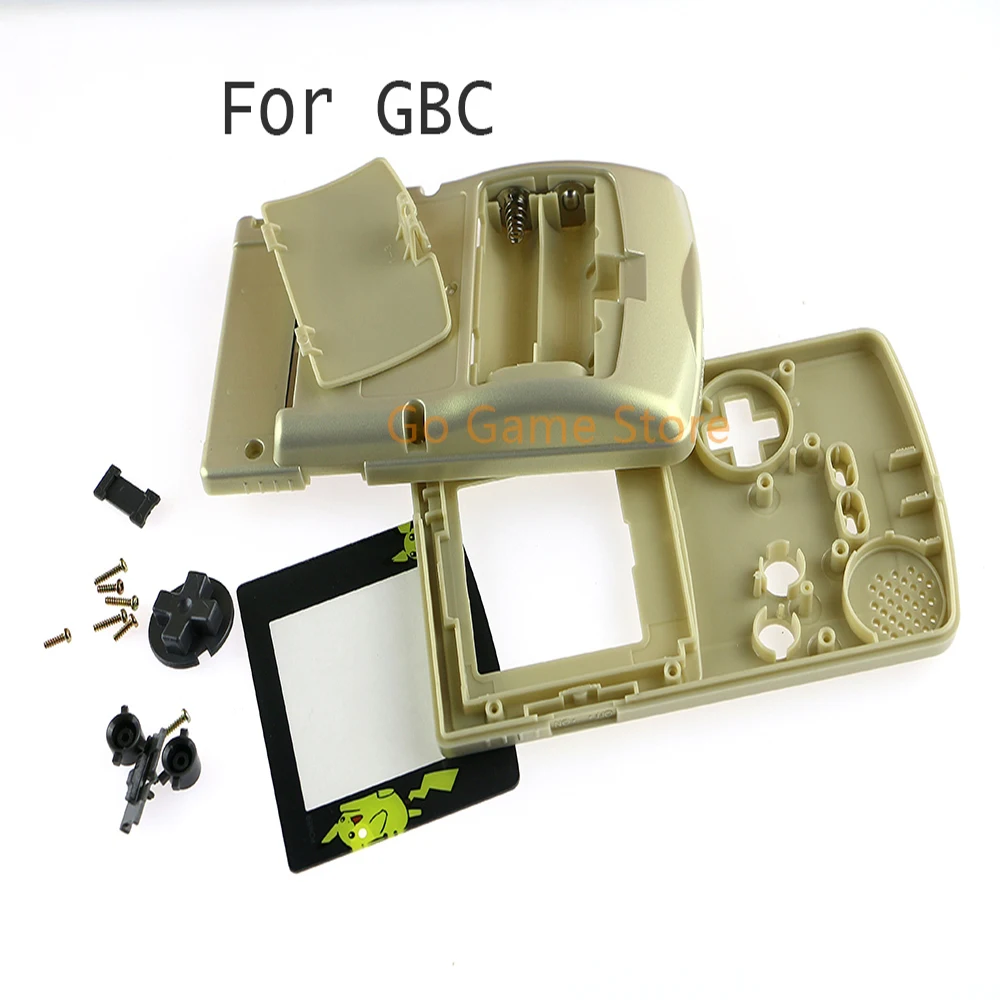 10Sets For GBC Gold Housing Shell with Pattern Replacement For Gameboy Color GBC Game Console Full Housing