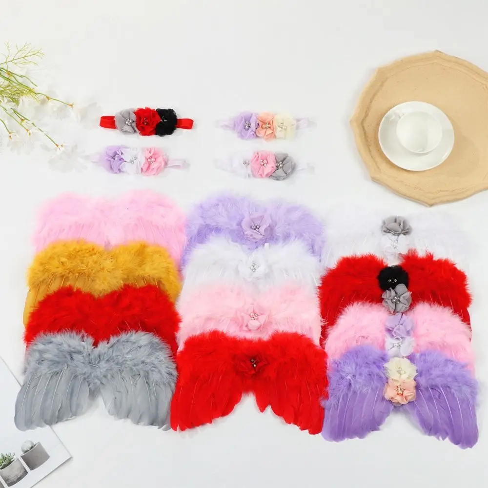 Children Hair Band Baby Clothing Costumes For Infants Angel Wing Baby Photo Props Newborn Photography Accessories