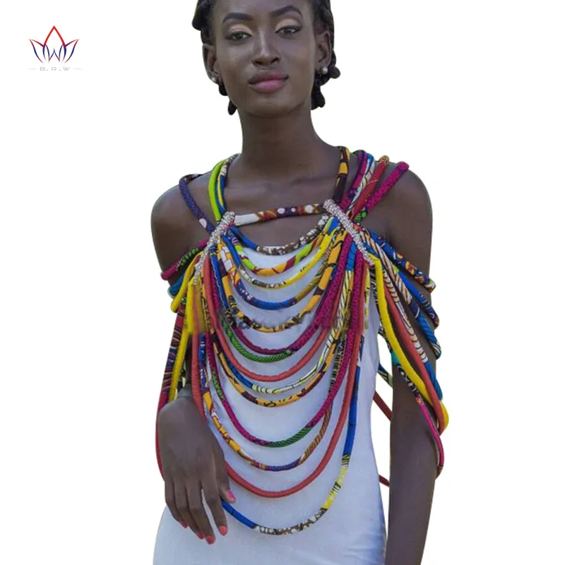 African Ankara Necklaces Jewelry Conversion Piece Rope Necklace Shawl Tribal African Beads Handmade Jewelry Necklace SP009