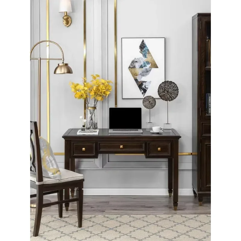 HYS American All-solid Wood Desk And Chair Combination Retro Simple Light Luxury Home Desk