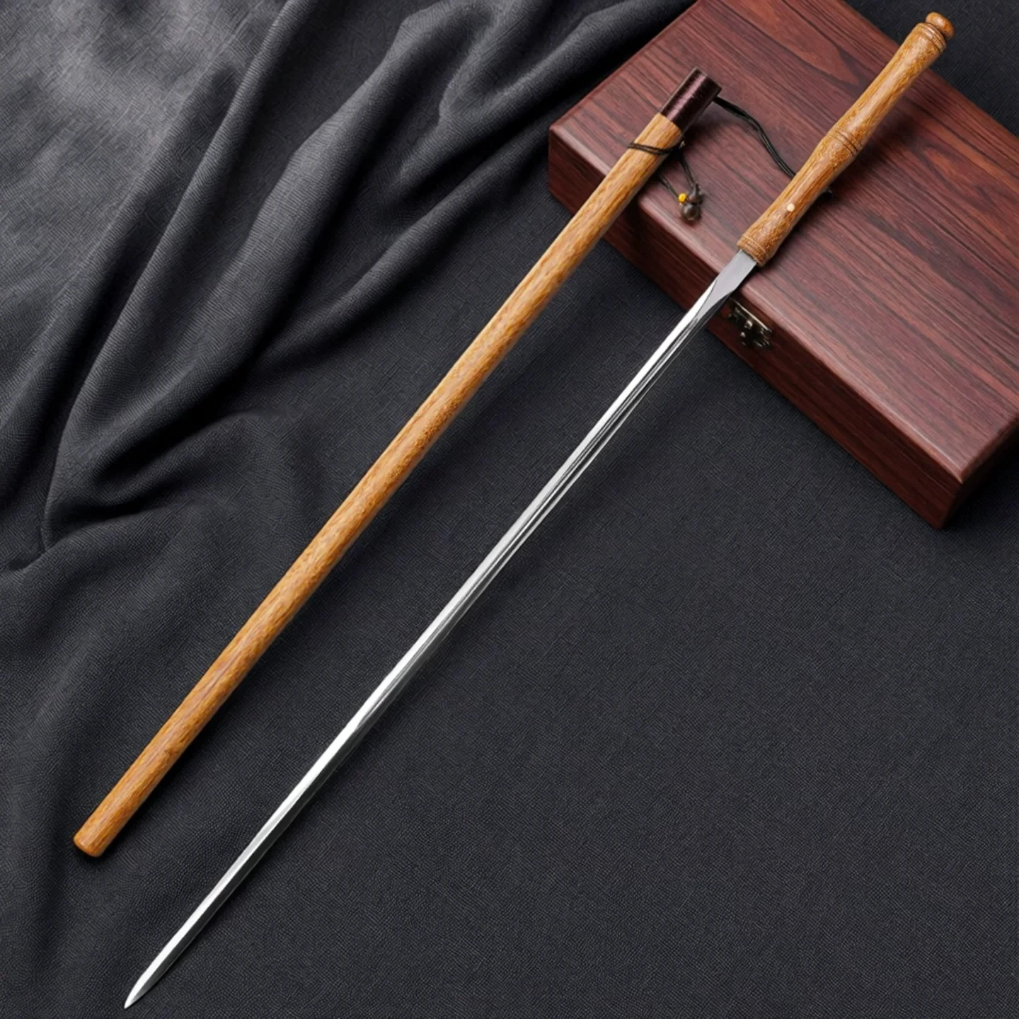 Vintage Minimal Wushu Accessory Desktop Collector Full Set Gift Chinese Collectible Slim Hidden Stick Sword Hanfu Cosplay