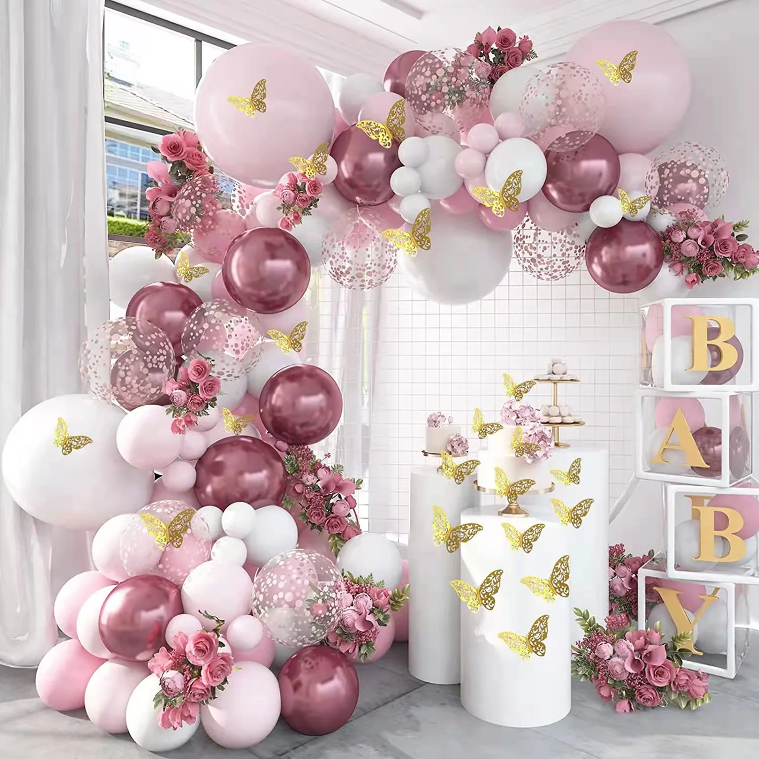 

Macaron Pink Balloon Garland Arch Kit Wedding Birthday Party Decoration Kids Globos Gold Confetti Latex Ballon Baby Shower Girl