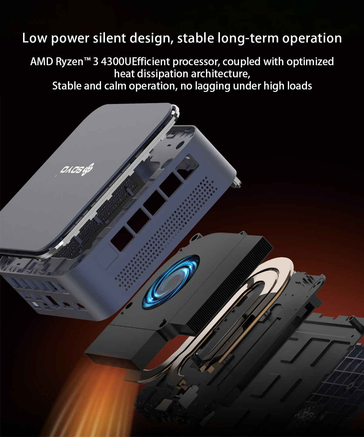 SOYO Mini-Computer AMD Ryzen 3 4300U 16G LPDDR4 RAM 512 M.2 SSD ROM M5 Mini-PC HDMI-kompatibel DP Dual 4K UHD für Zuhause/Geschäft – Detail 5