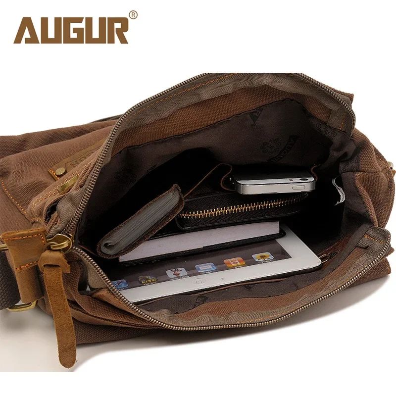 AUGUR 2024 Canvas Crossbody Bag Men Military Army Vintage Messenger Bags Large Shoulder Bag Casual Travel Bags
