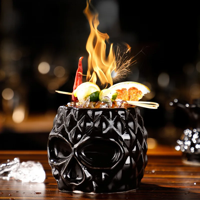 DEOUNY Bar Personalized Ceramic Cup Tiki Pineapple Cup Dark Octopus Hawaiian Style Molecular Cocktail Class