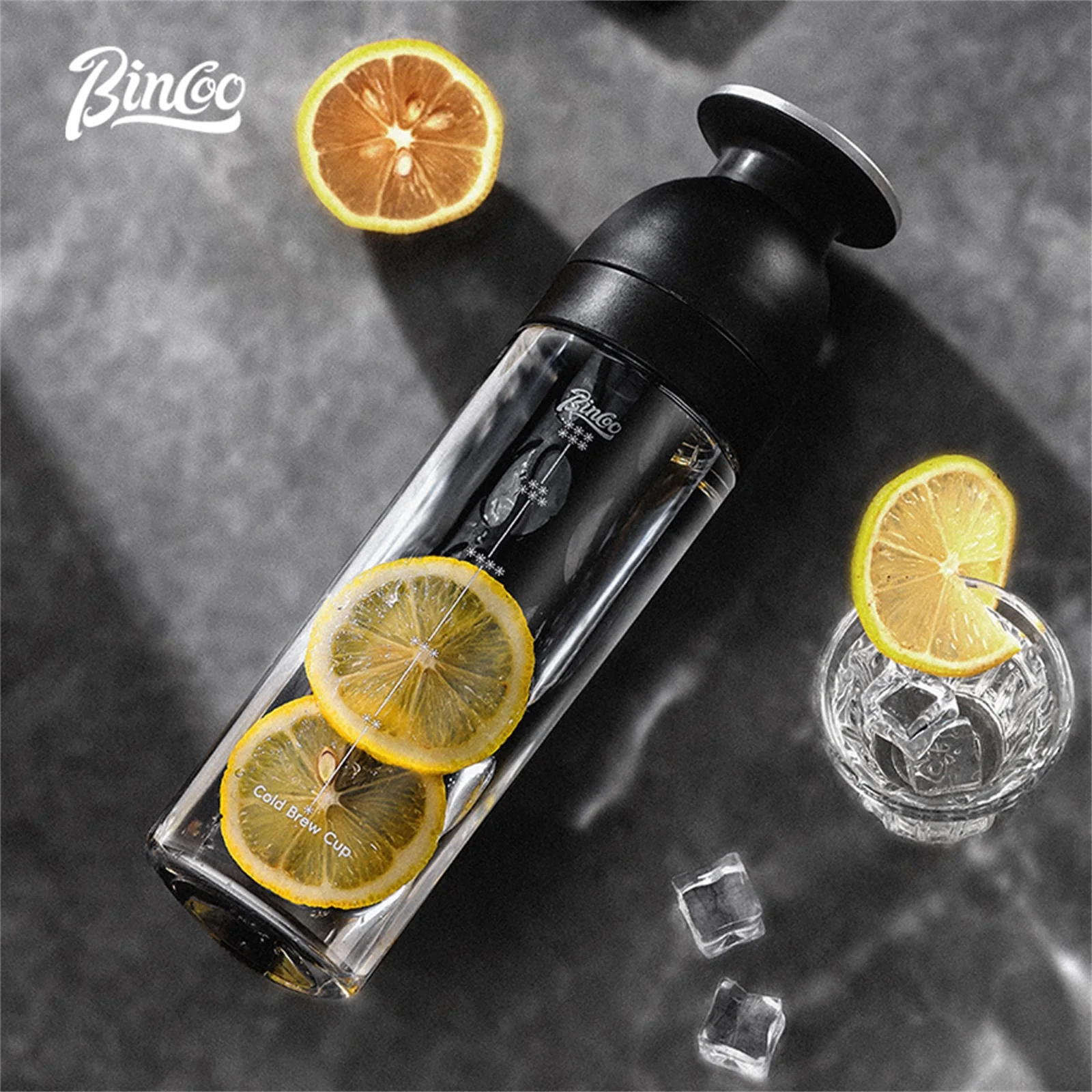 Bincoo 600ml Cold Brew Tumbler, Food-Grade Tritan, Iced Coffee Maker, Outdoor Leak-Proof Portable Cold Extraction Water Bottle