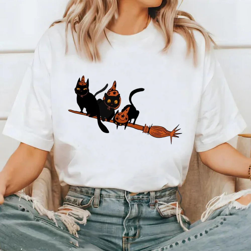 Bedrukt Patroon T-Shirt Halloween Schattige Stijl Trend 90S Damesmode Kleding Korte Mouwen Retro Veelzijdig Bedrukt T-Shirt