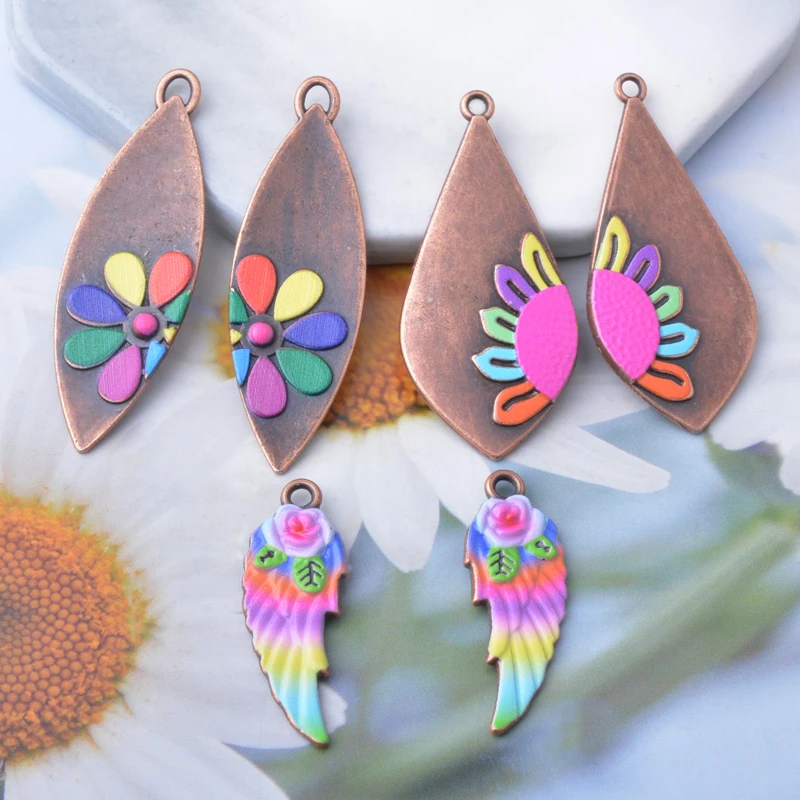 10 Stück Böhmischer Stil Antik Silberfarbene Stein- und Acryl-Anhänger Zinkmetall-Ohrringe Anhänger Zubehör DIY Damenschmuck – Detail 3