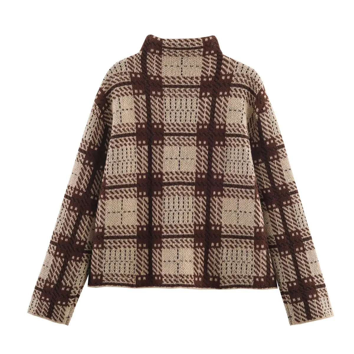 Faionable اللون بلو منقوشة محبوك سترة JNLEAOG المرأة الخريف جديد Sle فضفاضة تناسب طويلة Sve ألياف البوليستر الدفء #5