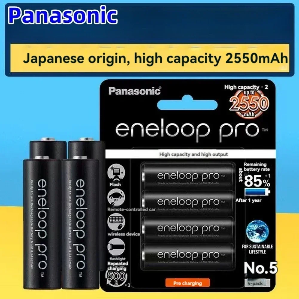 Panasonic-Batterie Eneloop-Paste PRO 100% originale, 2550mAh, 1.2V, dégrad, appareil aste