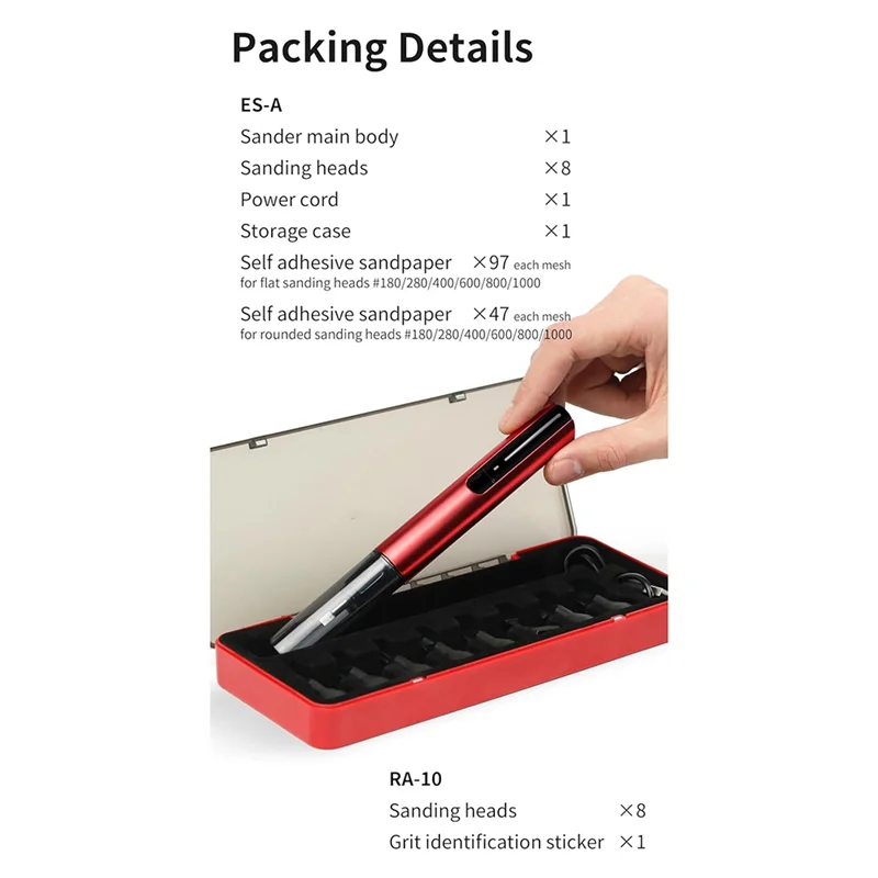 Reciprocating Sander With 8 Sanding Heads, Self-Adhesive Sandpaper Pre-Cut Grid 134 Pcs-A21R