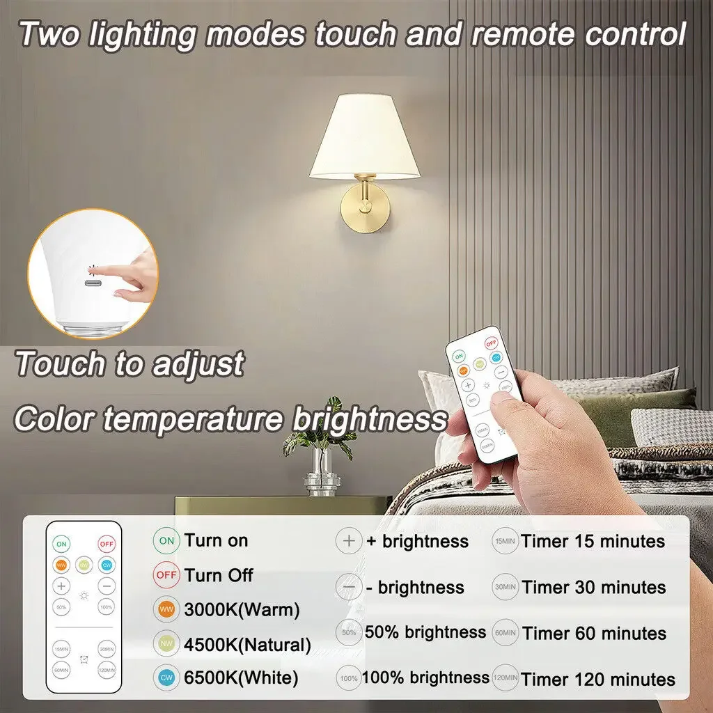 New 10W Light Bulb USB C Rechargeable With Remote Control Battery Powered Light Bulb E27 Touch Control Dimmable LED Bulb