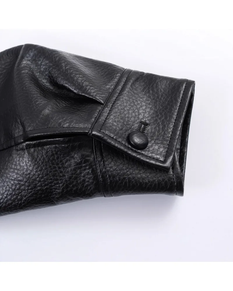 Europe, America Winter New Product Street Leisure Stand-up Collar Fashion Temperament Lychee Leather Solid Color Jacket Women